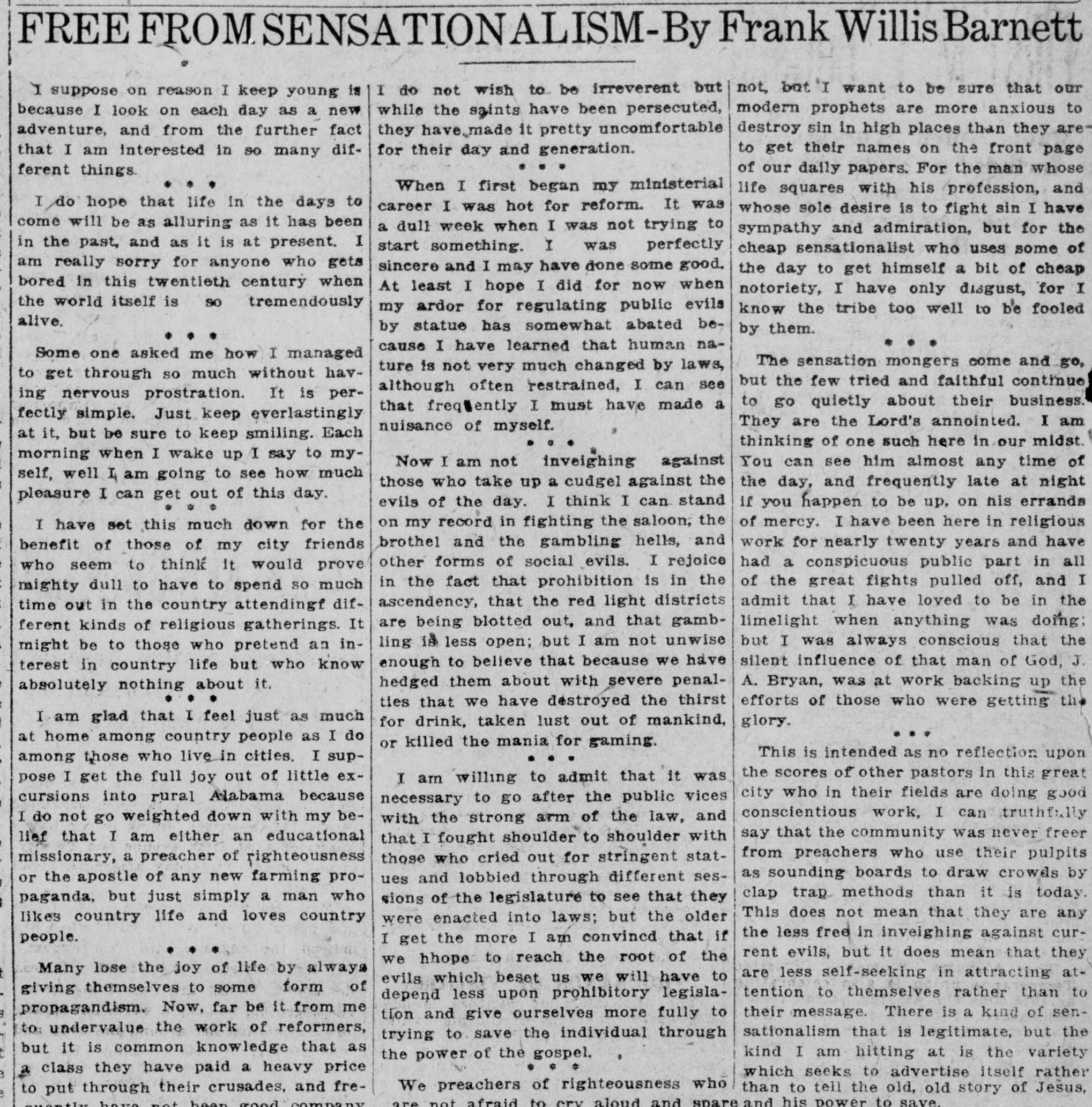 Free From Sensationalism